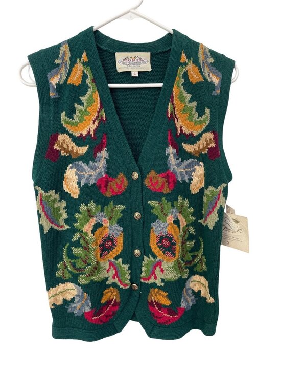 Susan Bristol Other - Vintage 90s Susan Bristol Sweater Vest Small Victorian Tapestry Deadstock NEW